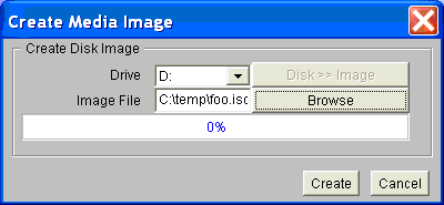 vMedia Create Disk Image Window
